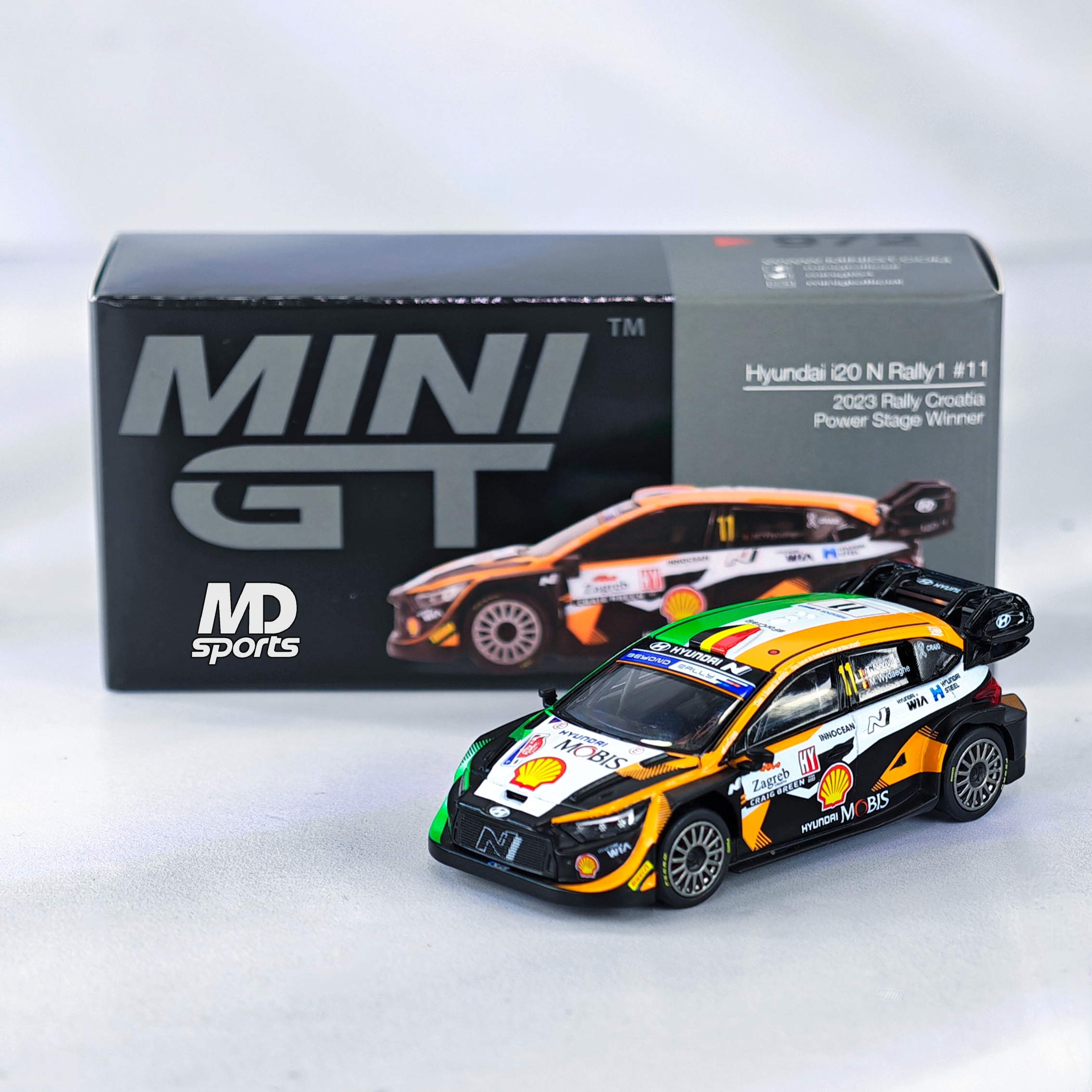 Hyundai i20 Hybrid WRC Croatia 2023 #11 Thierry Neuville Caja Normal MiniGT 1:64