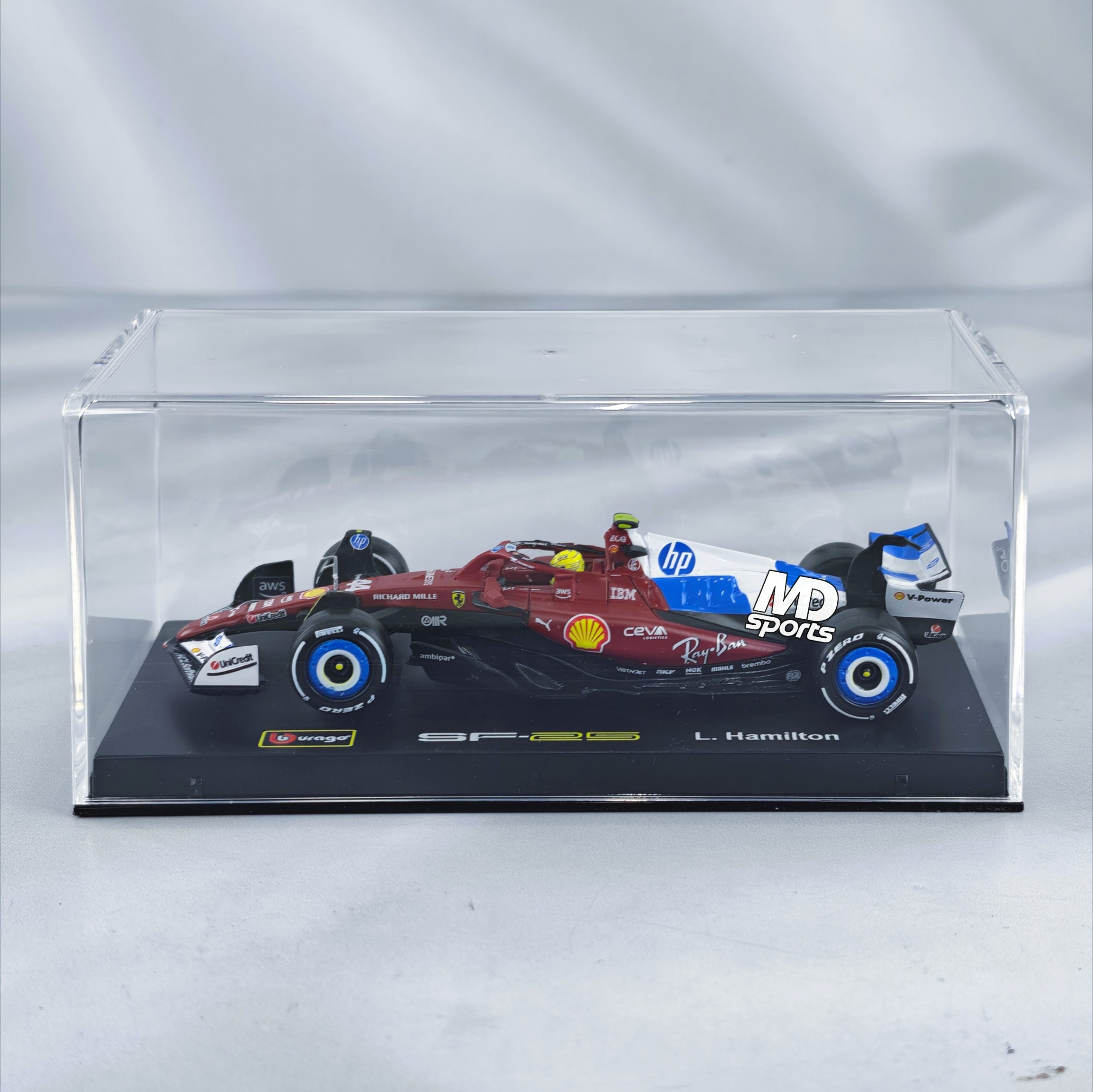 Ferrari SF-25 GP Miami 2025 #44 Lewis Hamilton Caja Acrilica Burago 1:43 - Imagen 3