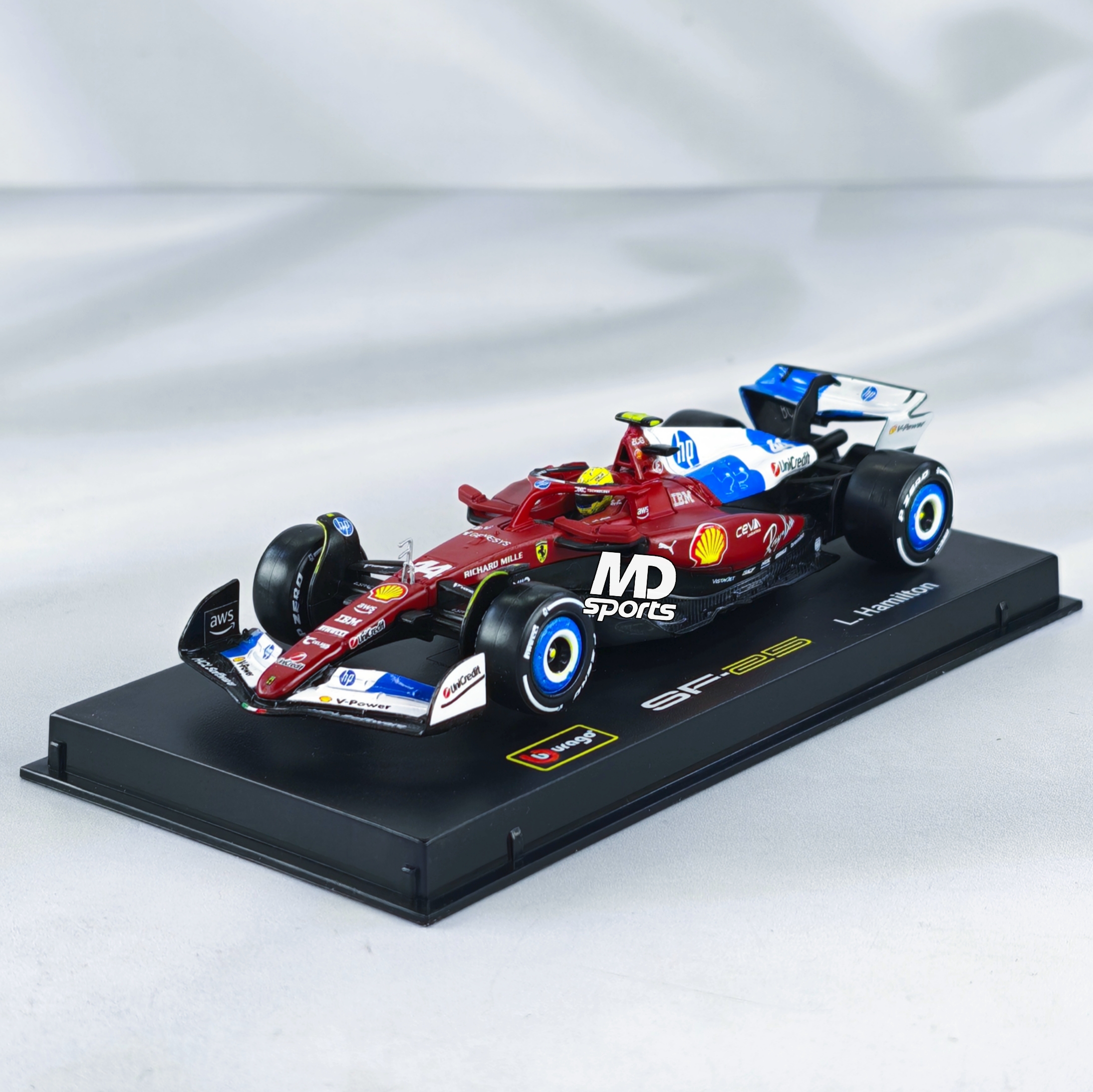 Ferrari SF-25 GP Miami 2025 #44 Lewis Hamilton Caja Acrilica Burago 1:43 - Imagen 4
