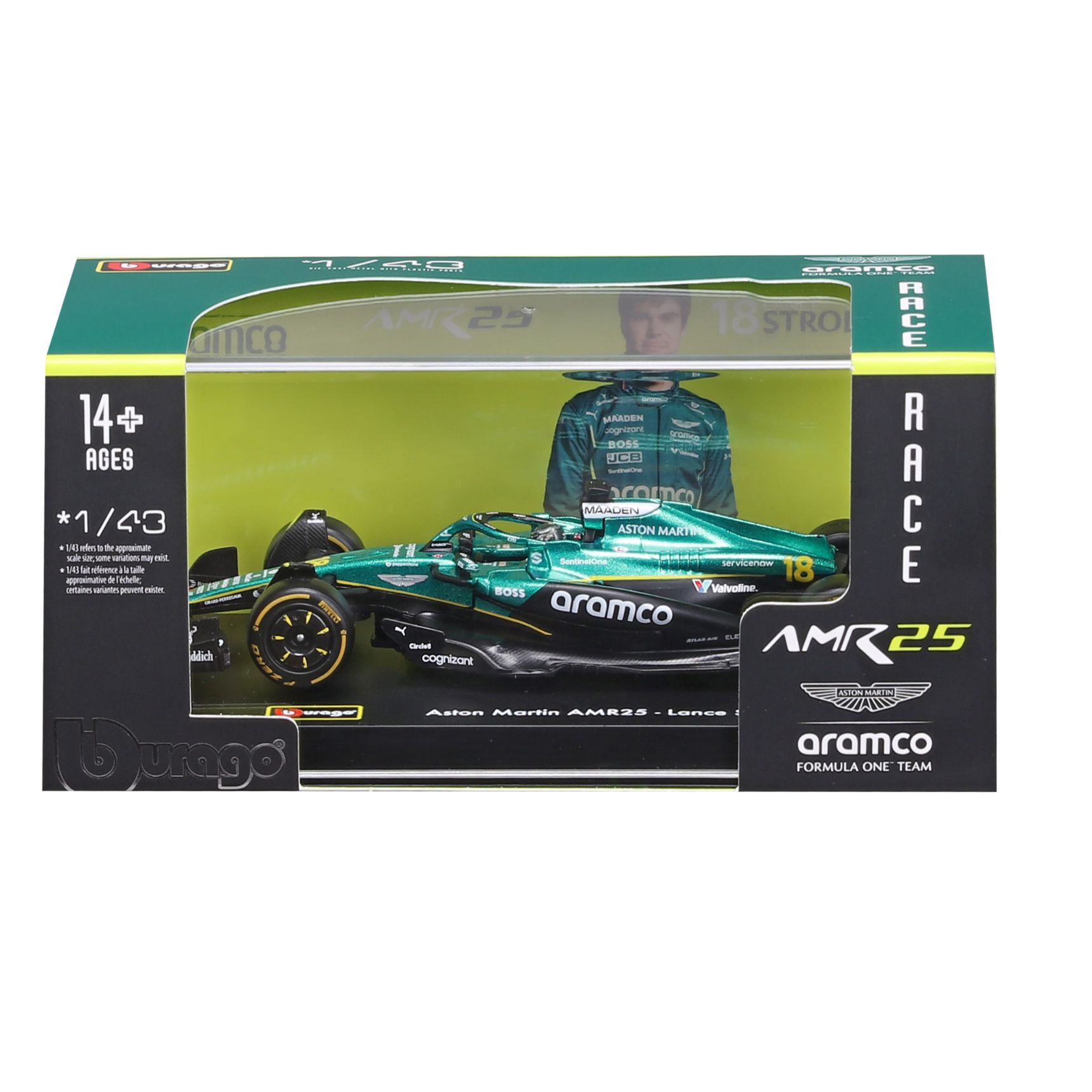 Aston Martin AMR25 2025 #18 Lance Stroll Caja Acrilica Burago 1:43