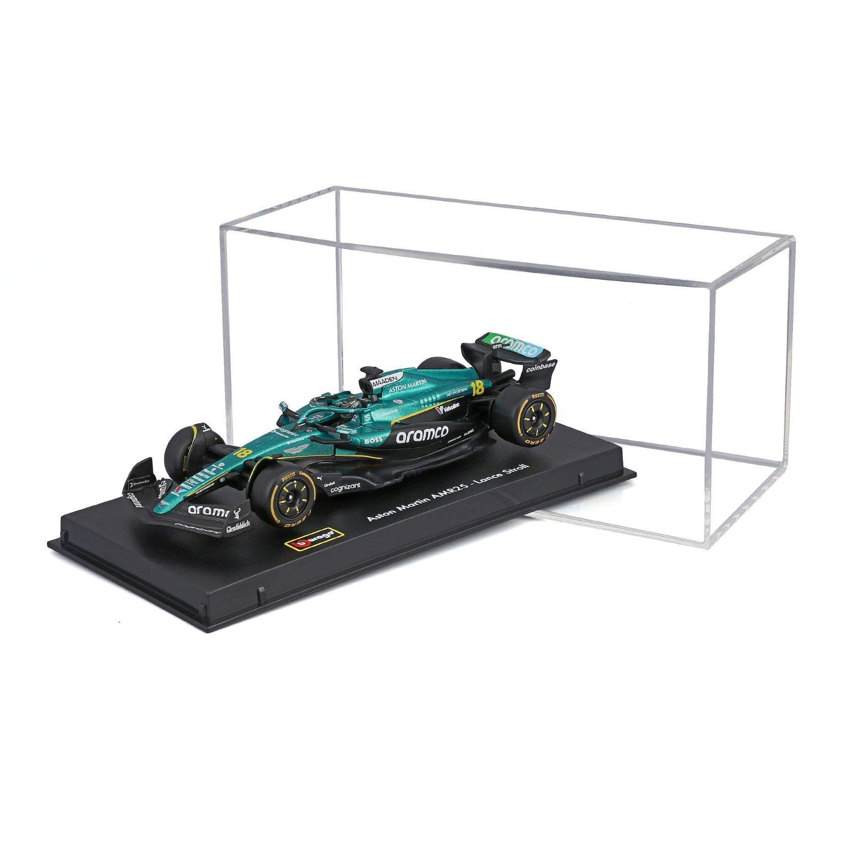 Aston Martin AMR25 2025 #18 Lance Stroll Caja Acrilica Burago 1:43