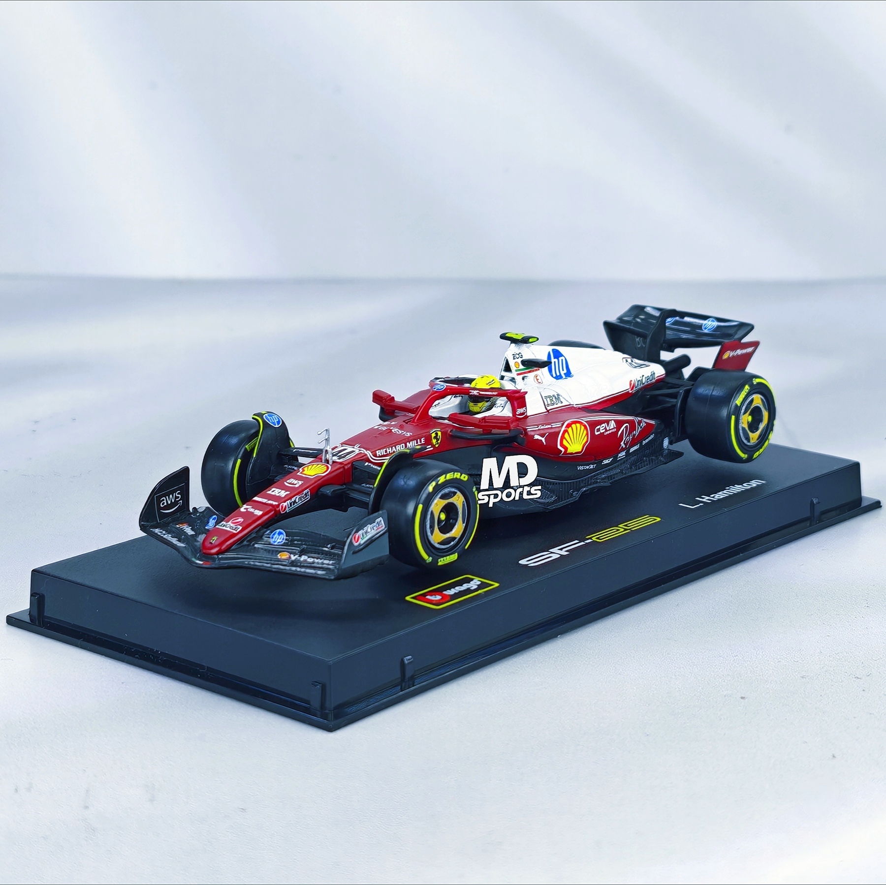 Ferrari SF-25 GP Monza 2025 #44 Lewis Hamilton Caja Acrilica Burago 1:43