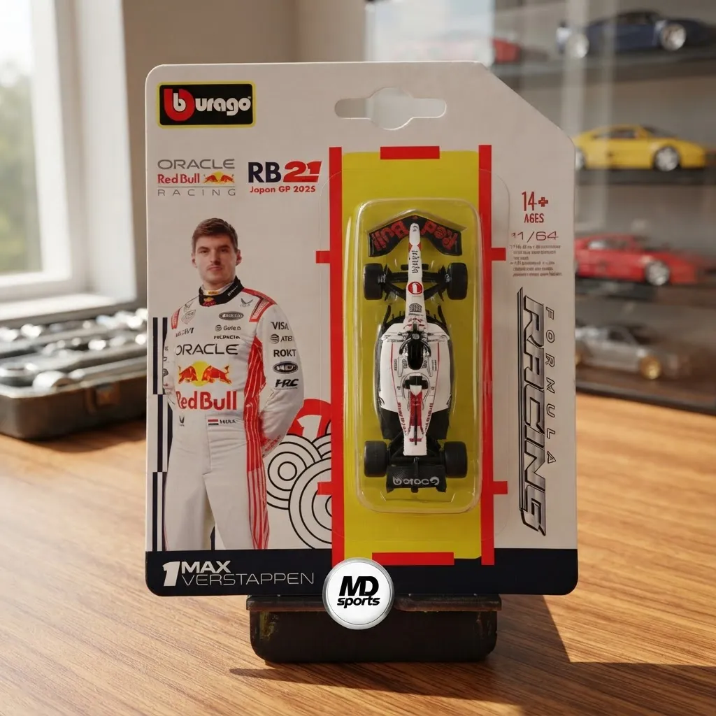 RedBull RB21 GP Japon 2025 #1 Max Verstappen Caja Normal Burago 1:64