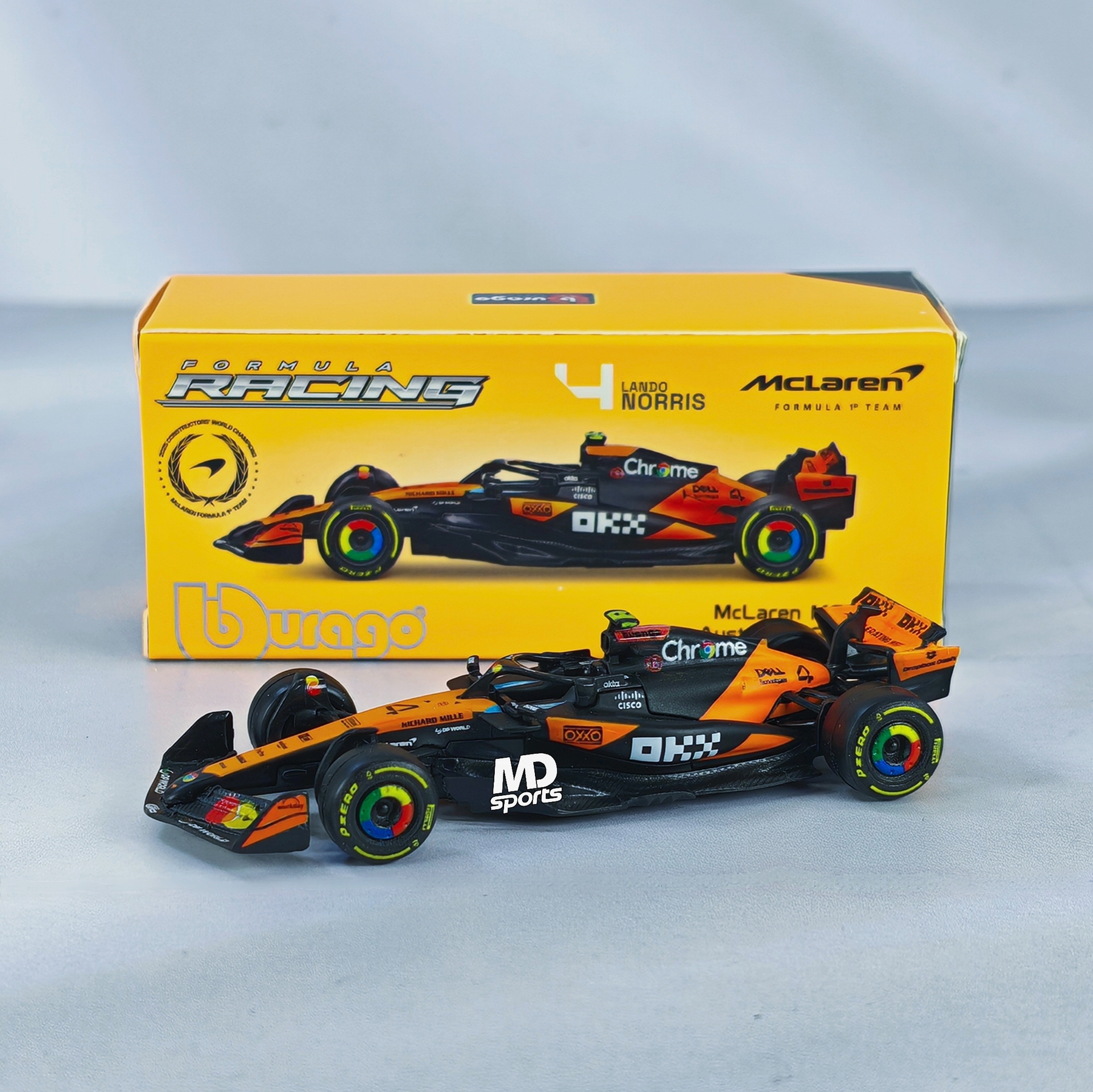 Mclaren MCL39 Australia GP 2025 #4 Lando Norris Con Caja Burago 1:64