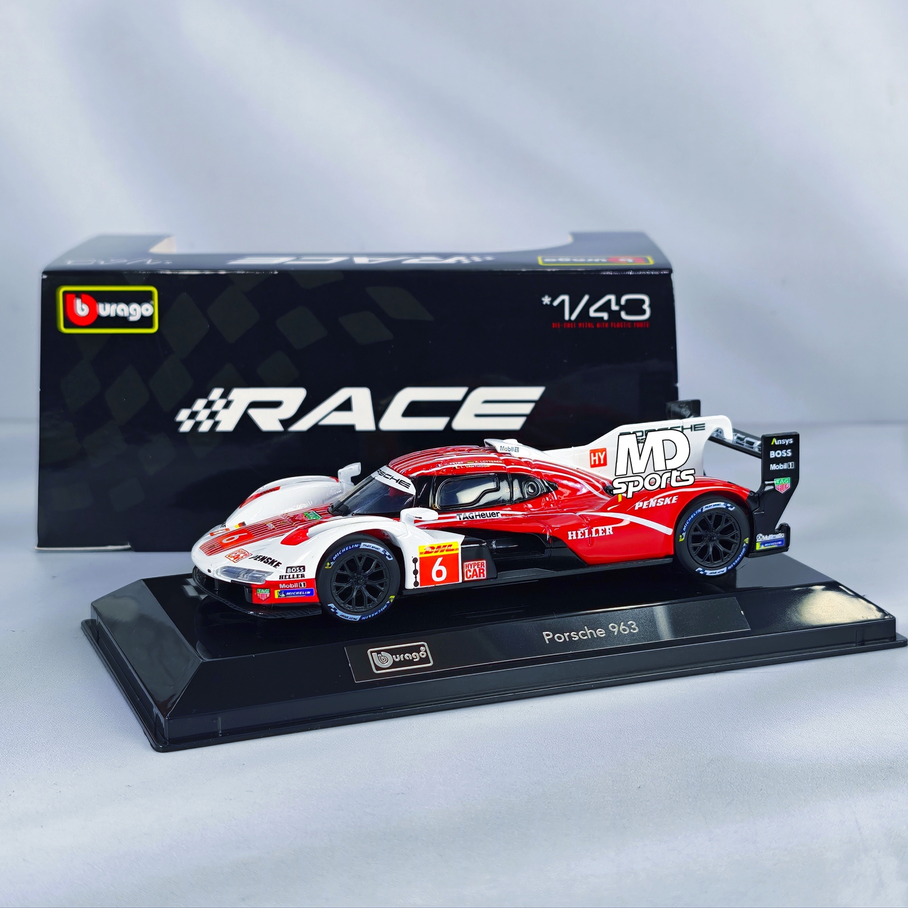 Porsche 963 LeMans #6 Caja Acrilica Burago Race 1:43