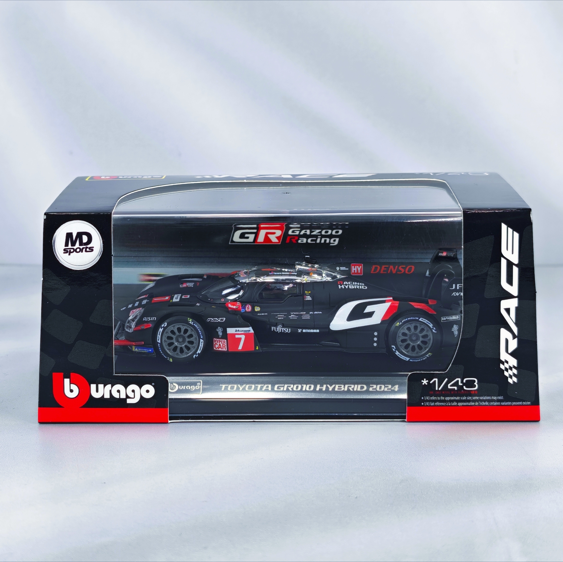 Toyota GR010 Hybrid 2024 LeMans #7 Caja Acrilica Burago Race 1:43 - Imagen 3