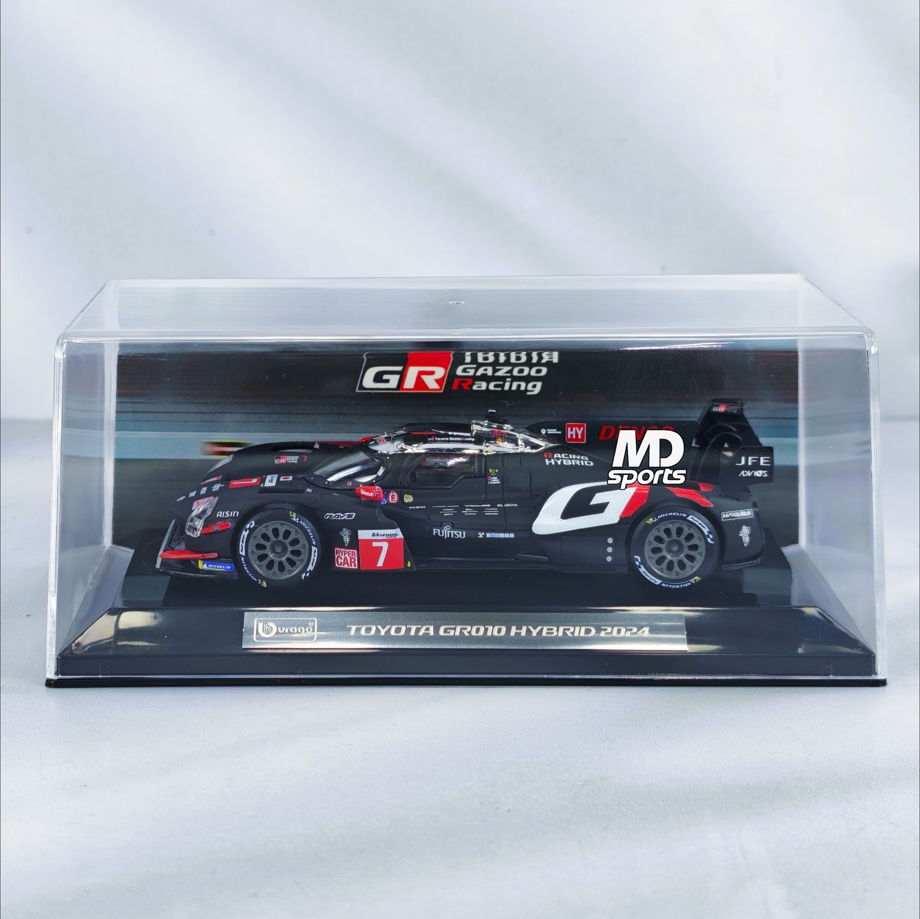 Toyota GR010 Hybrid 2024 LeMans #7 Caja Acrilica Burago Race 1:43