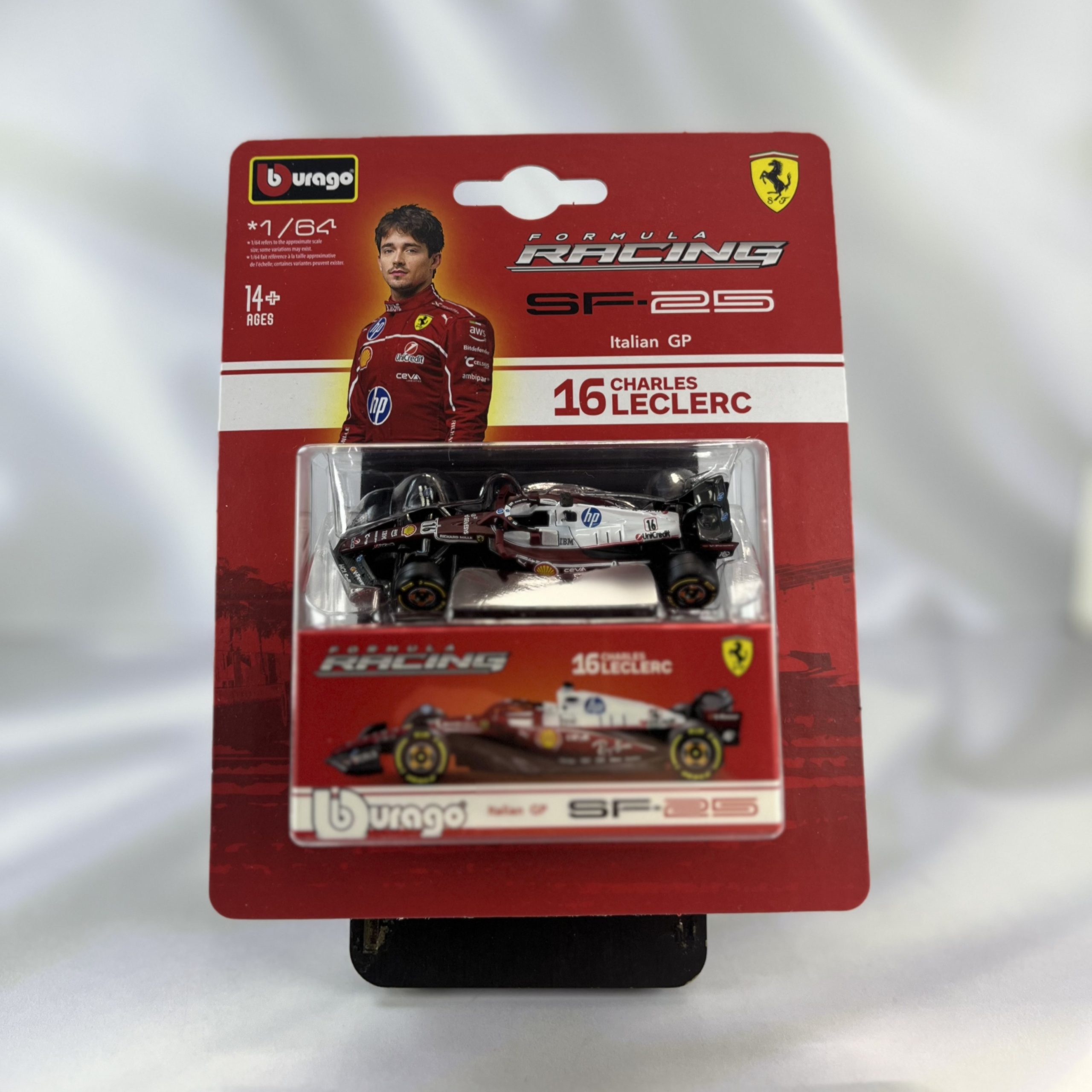 Ferrari SF-25 Monza GP 2025 #16 Charles Leclerc Con Caja Burago 1:64