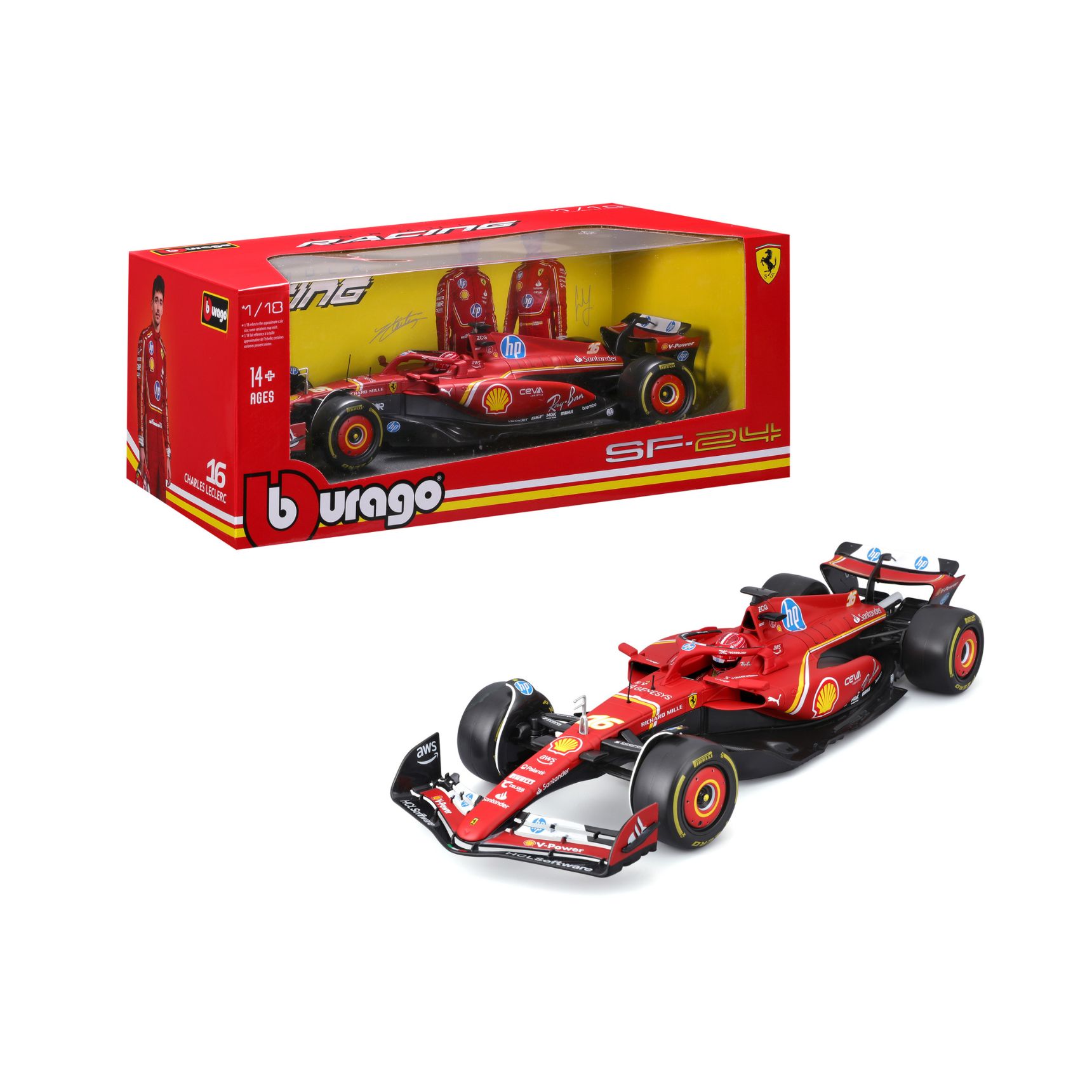 Ferrari SF-24 2024 #16 Charles Leclerc Caja Normal Burago 1:18
