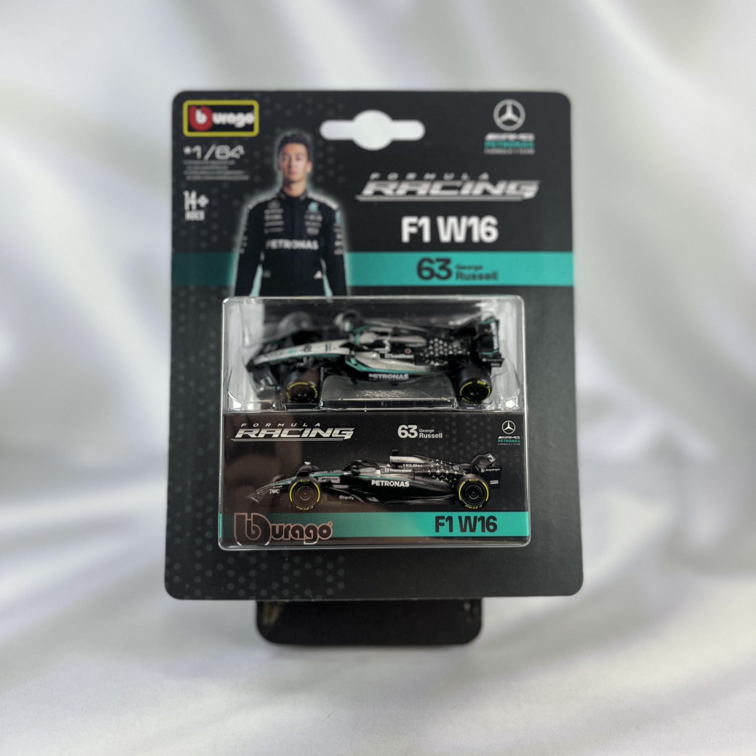 Mercedes W16 2025 #63 George Russell Con Caja Burago 1:64